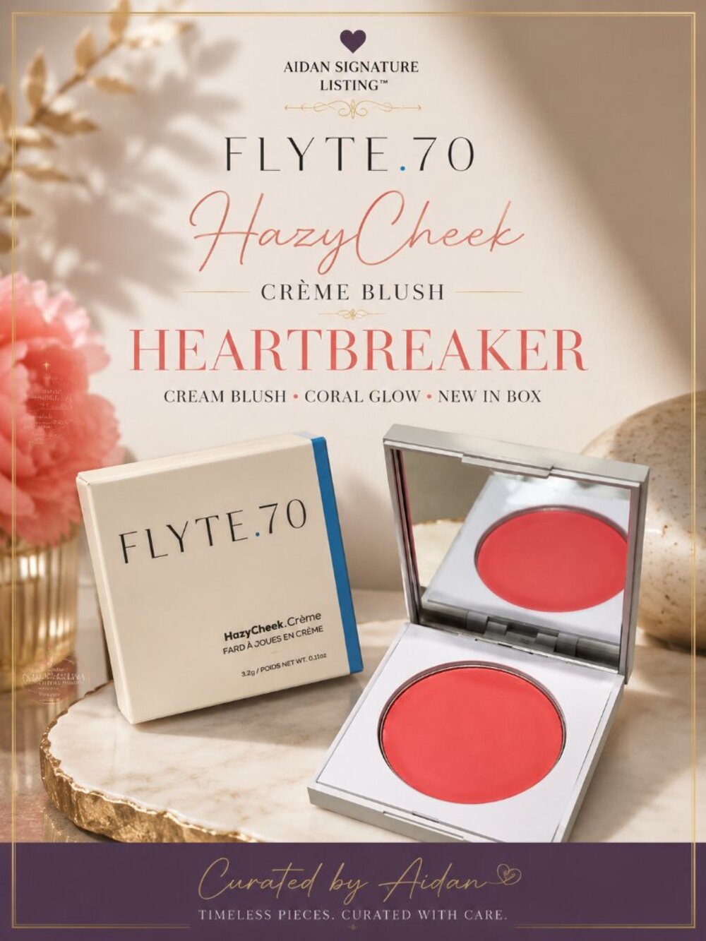 FLYTE.70 HazyCheek Crème Blush Heartbreaker Coral Cream Blush